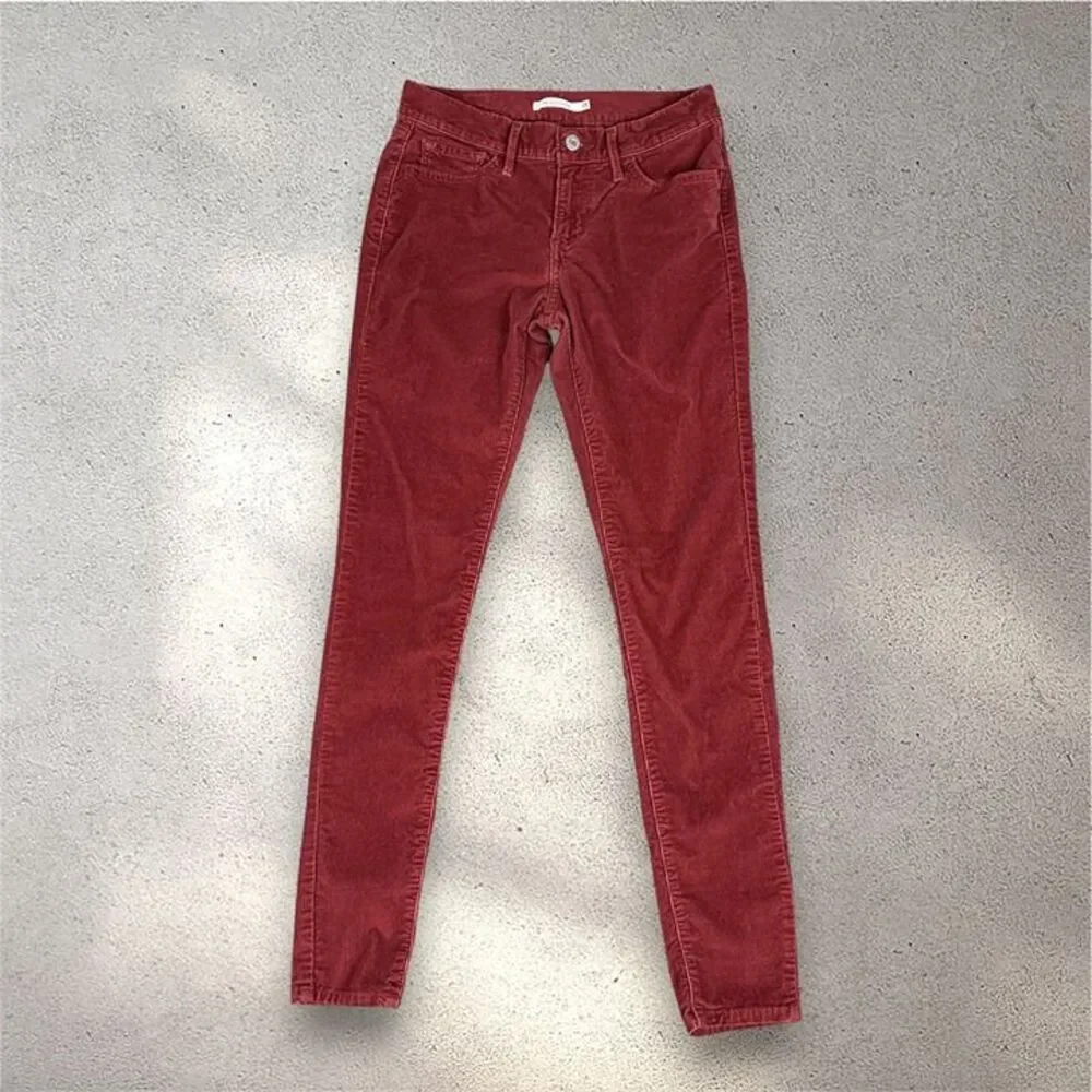 Levi's 710 Super Skinny Corduroy Jeans Women’s 28x30 Red Stretch Preppy Normcore